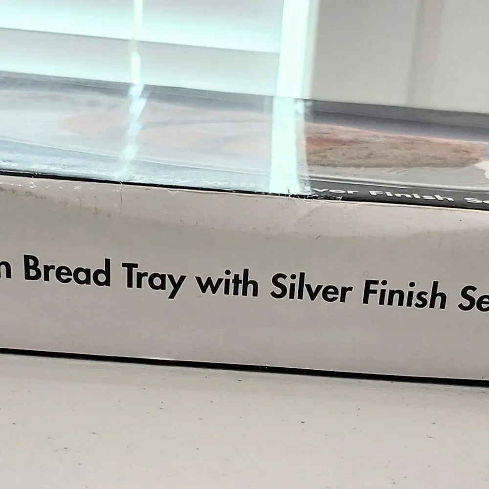 Porcelain Bread Tray with Silver Finish Serving Rack